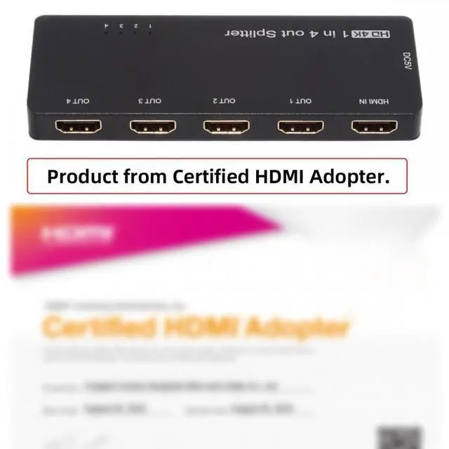 Alt view image 3 of 7 - CY Cable HDMI Splitter 4K 60hz Ultra-HD Converter Compatible 2.0 Switch 1-IN-4-OUT 18Gbps UHD Hub Support HDCP SST Extended