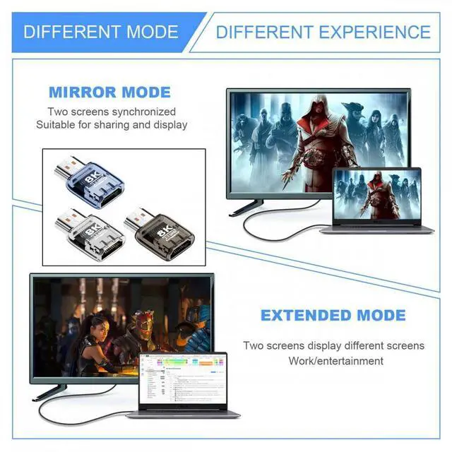 Alt view image 6 of 7 - CY 3pcs/set HDMI Male to HDMI 2.1 Female UHD Extension Adapter Extender with Smart LED Light Support 8K 60hz HDTV