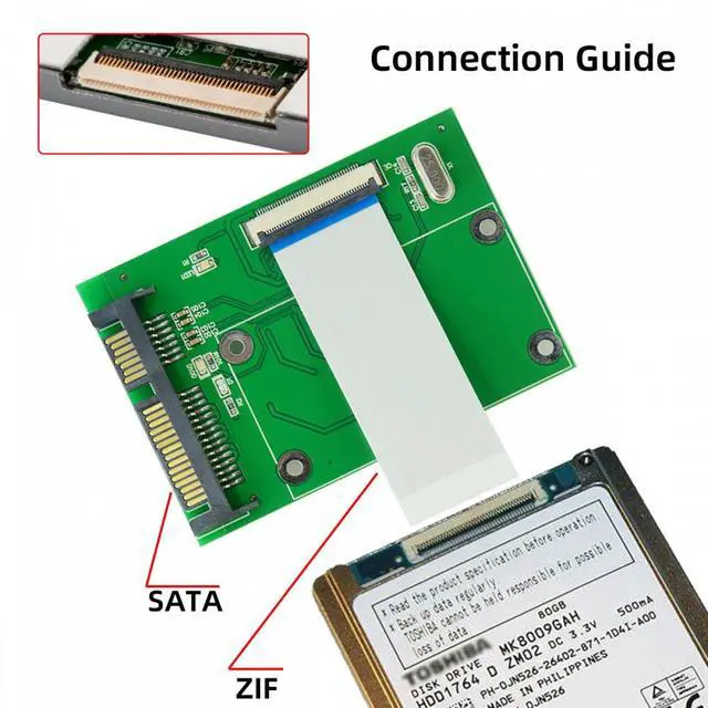Alt view image 2 of 7 - CY 40 Pin ZIF LIF CE 1.8 Inch SSD/HDD Disk to SATA Adapter Board with LIF Flat Cable