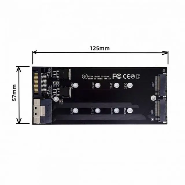 Alt view image 7 of 7 - CY Dual 2X NVME M.2 AHCI to PCIE Express 3.0 4.0 Slimline SFF-8654 8X Raid Card VROC Raid0 Hyper Adapter