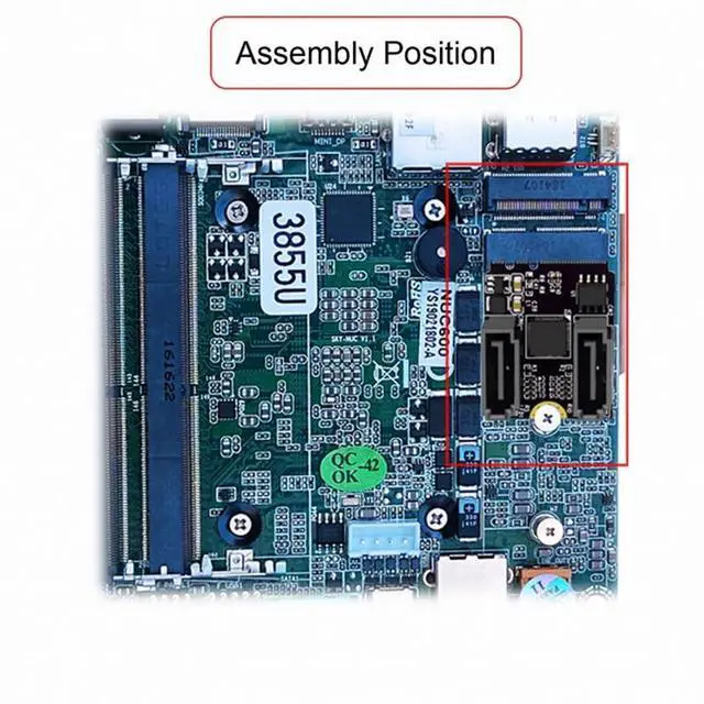 Alt view image 5 of 7 - CY NGFF Key A+E PCI Express to SATA 3.0 6Gbps Dual Ports Adapter Converter Hard Drive Extension Card JMB582 2230