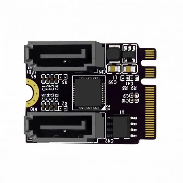 Alt view image 7 of 7 - CY NGFF Key A+E PCI Express to SATA 3.0 6Gbps Dual Ports Adapter Converter Hard Drive Extension Card JMB582 2230