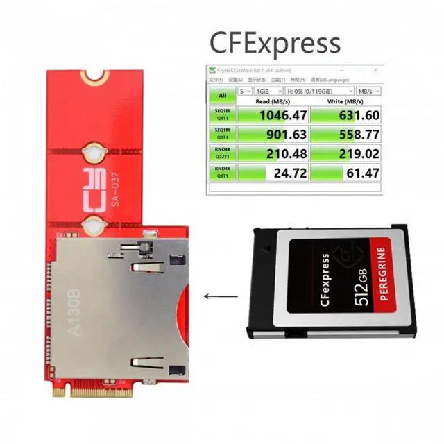 Alt view image 4 of 7 - CY NGFF M.2 NVMe Mainboard to CF Express Extension Adapter M2 M-key for CFE Type-B Support R5 Z6 Z7 Memory Card