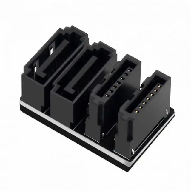 Main image of CY Dual SATA 7Pin Female to 7Pin Male 360 Degree Angled Adapter Low Profile for Desktops SSD HDD Mainboard Motherboard