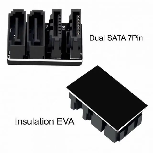 Alt view image 4 of 7 - CY Dual SATA 7Pin Female to 7Pin Male 360 Degree Angled Adapter Low Profile for Desktops SSD HDD Mainboard Motherboard