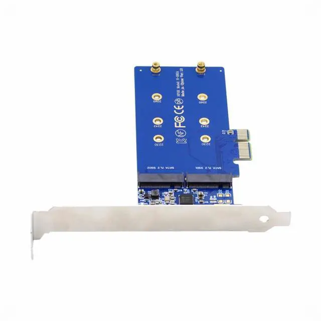 Alt view image 2 of 7 - CY Dual SATA NGFF Key B+M SSD to PCI-E 1x Motherboard Desktop Adapter Converter SSD Card JMB582 2280