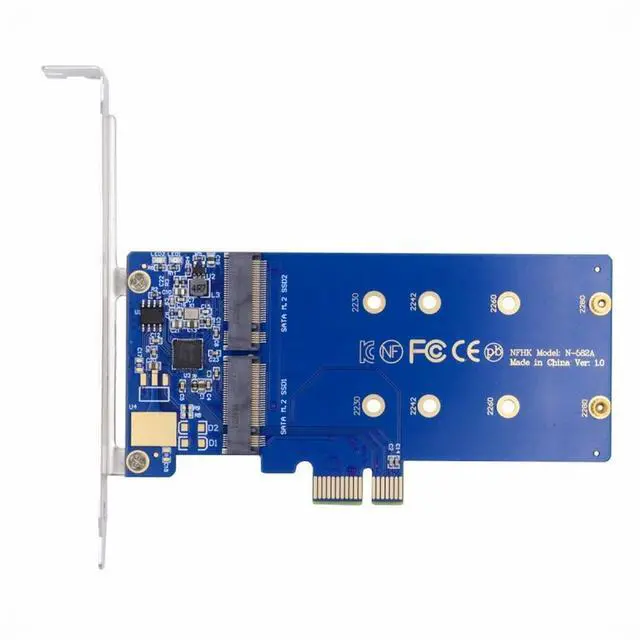 Main image of CY Dual SATA NGFF Key B+M SSD to PCI-E 1x Motherboard Desktop Adapter Converter SSD Card JMB582 2280