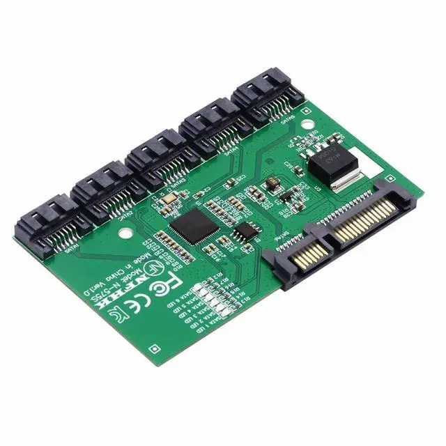Alt view image 3 of 7 - CY SATA 3.0 6Gbps 1 to 5 Splitter Ports HUB Adapter Converter PM Multiplier Port Selector JMB575