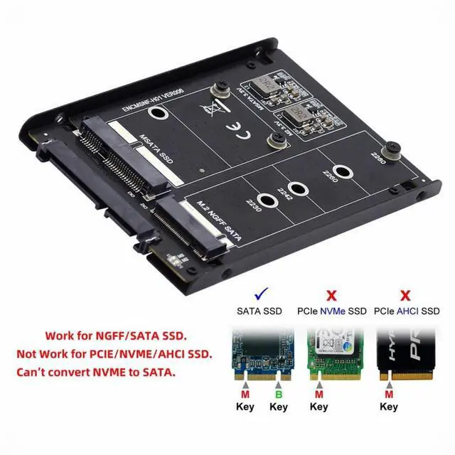 Alt view image 2 of 7 - CY Dual MSATA NGFF B+M SSD Card JBOD Raid0 Span Bridge to 2.5inch SATA Combo HDD Disk Drive Enclosure