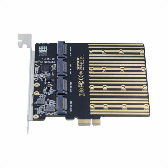 Alt view image 2 of 7 - CY Four SATA NGFF Key B+M SSD to PCI-E 1x Mainboard Desktop Adapter Converter SSD Card ASM1064 2280