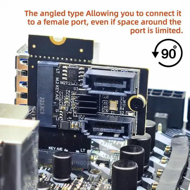 Alt view image 3 of 7 - CY NGFF Key A+E PCI Express Male to Female Right Angled 90 Degree Low Profile Adapter Extension Card Riser