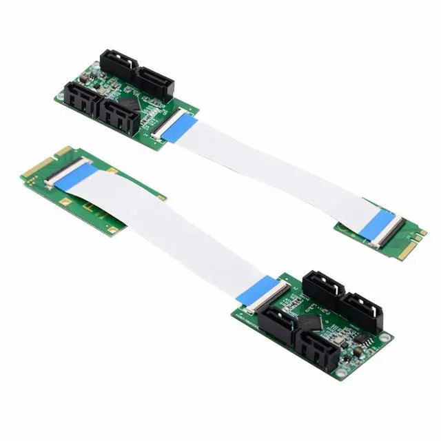 Alt view image 2 of 7 - CY Mini PCI-E PCI Express & NGFF A+E Key to SATA 3.0 Four Ports Adapter Cable 6Gbps Hard Drive Extension Card for SSD