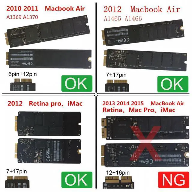 Alt view image 4 of 7 - CY 2.5inch SATA 22Pin to 2010 2011 2012 Mac Air Pro Retina SSD 12+6Pin 17+7Pin A1425 A1398 MC975 MC976 Case Enclosure