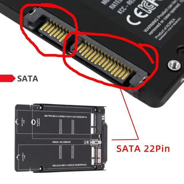 Alt view image 6 of 7 - CY 2.5inch SATA 22Pin to 2010 2011 2012 Mac Air Pro Retina SSD 12+6Pin 17+7Pin A1425 A1398 MC975 MC976 Case Enclosure