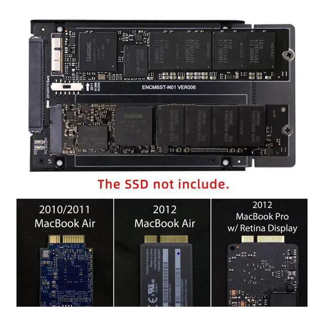 Alt view image 7 of 7 - CY 2.5inch SATA 22Pin to 2010 2011 2012 Mac Air Pro Retina SSD 12+6Pin 17+7Pin A1425 A1398 MC975 MC976 Case Enclosure