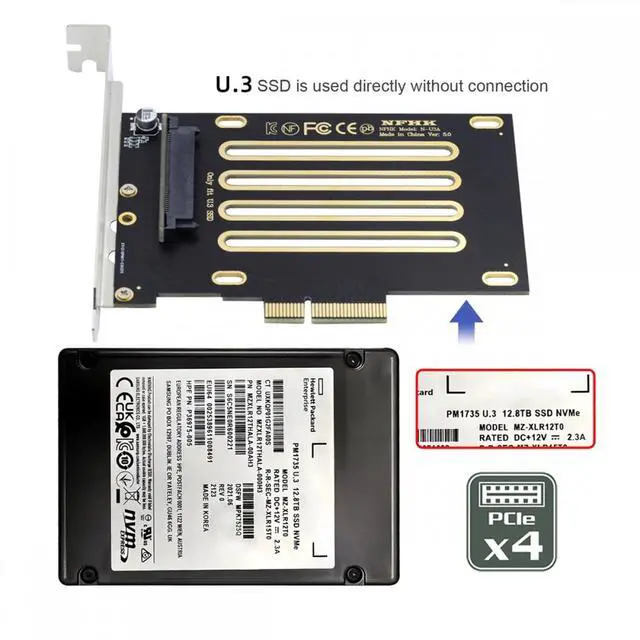 Alt view image 7 of 7 - CY PCI-E 4.0 x4 Lane PCI Express Host to U.3 U3 Kit SFF-8639 SSD Adapter for Motherboard Compatible with PM1735 NVMe PCIe SSD