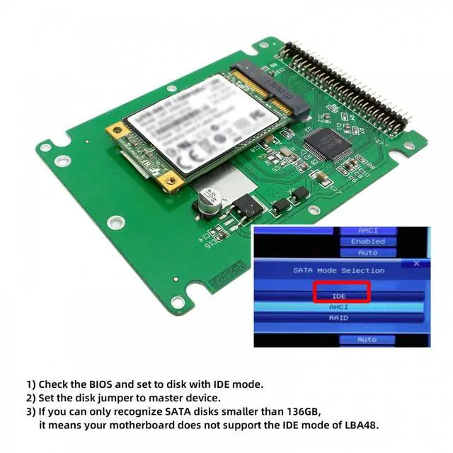 Alt view image 5 of 7 - CY mSATA mini PCI-E SATA SSD to 2.5 inch IDE 44pin Notebook Laptop Hard Disk SSD Case Enclosure White
