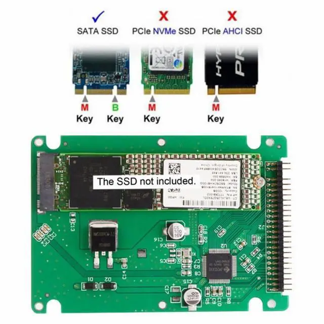 Alt view image 5 of 7 - CY NGFF B/M-key SSD to 2.5 inch IDE 44Pin Hard Disk SSD Case Enclosure for Notebook Laptop