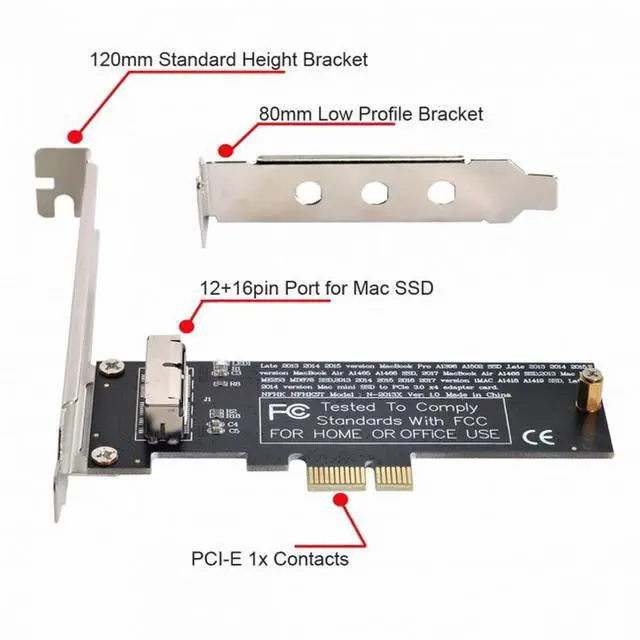 Alt view image 4 of 7 - CY PCI Express PCI-E 1X to 12+16Pin 2013-2017 Mac Pro Air SSD Convert Card for A1493 A1502 A1465 A1466