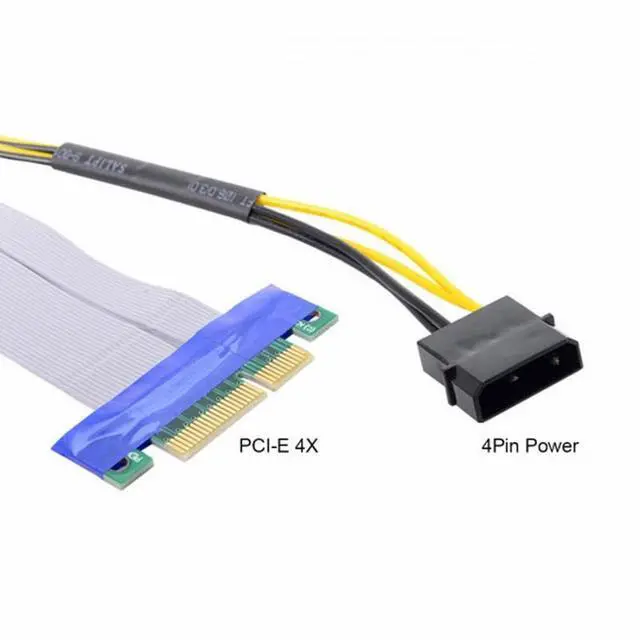 Alt view image 2 of 7 - CY PCI-E Express 4x to 16x Flex Cable Extender Converter Riser Card Adapter with 4pin Power 15cm