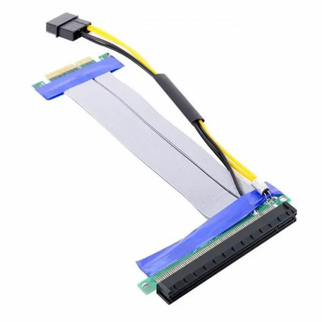 Alt view image 4 of 7 - CY PCI-E Express 4x to 16x Flex Cable Extender Converter Riser Card Adapter with 4pin Power 15cm