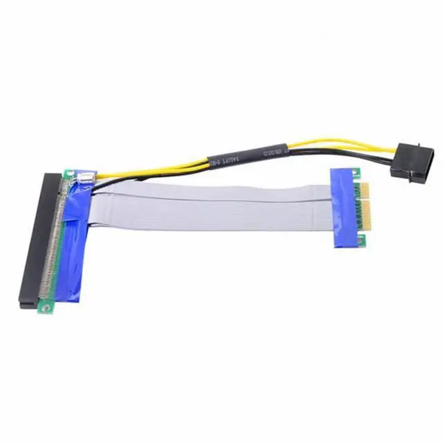 Alt view image 5 of 7 - CY PCI-E Express 4x to 16x Flex Cable Extender Converter Riser Card Adapter with 4pin Power 15cm