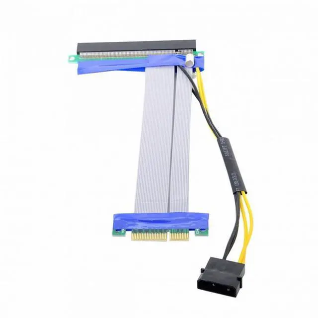 Alt view image 6 of 7 - CY PCI-E Express 4x to 16x Flex Cable Extender Converter Riser Card Adapter with 4pin Power 15cm
