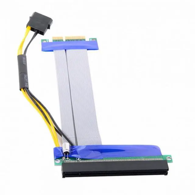 Alt view image 7 of 7 - CY PCI-E Express 4x to 16x Flex Cable Extender Converter Riser Card Adapter with 4pin Power 15cm