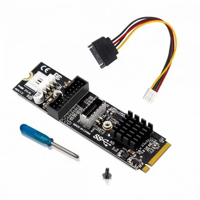 Alt view image 2 of 7 - CY 5Gbps Type-E USB 3.1 Front Panel Socket IDC & USB3.0 20Pin to NVME NGFF M-Key Express Card Adapter for Motherboard