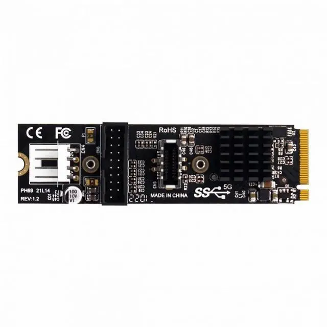 Alt view image 3 of 7 - CY 5Gbps Type-E USB 3.1 Front Panel Socket IDC & USB3.0 20Pin to NVME NGFF M-Key Express Card Adapter for Motherboard