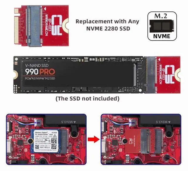 Alt view image 2 of 7 - CY NVME M-Key 22x30mm to 22x80mm NGFF Extension SSD Upgrade Adapter Compatible with ROG Flow X13 Gamings Laptop