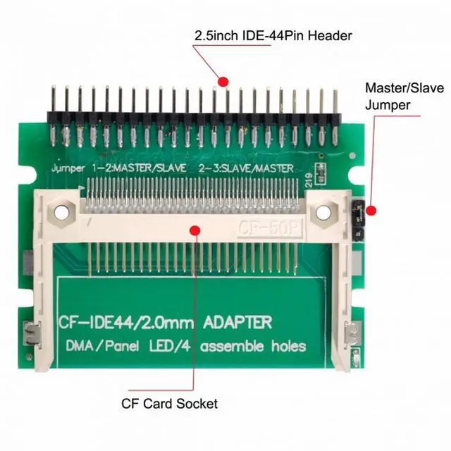 Alt view image 3 of 7 - CY CF Compact Flash Merory Card to Laptop 2.5" 44 Pins Male IDE Hard Disk Drive HDD SSD Adapter