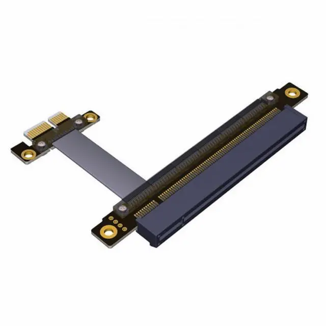 Alt view image 2 of 6 - CY PCI-E Gen3.0 1x To 16x Riser Cable 30cm PCI-Express PCI-E X16 Extender Right Angled Elbow Design