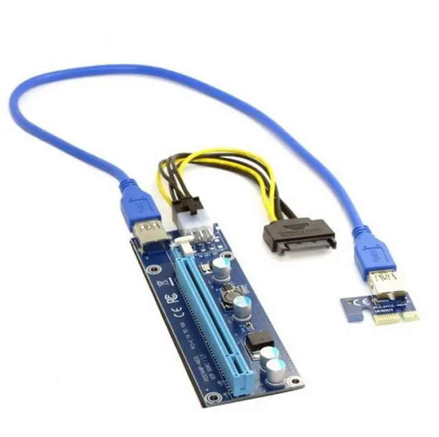 Main image of CY PCI-E 1x to 16x Mining Machine Enhanced Extender Riser Adapter with USB 3.0 6Pin Power Cable