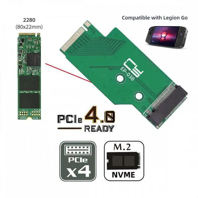 Alt view image 4 of 7 - CY NGFF NVME M-Key 22x42mm to 22x80mm Male to Female Extension SSD Adapter Compatible with Legion Go Game Boy