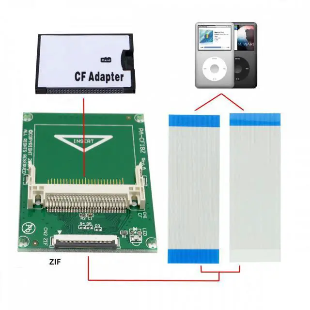 Alt view image 4 of 7 - CY 1.8" Compact Flash CF Memory Card to CE Ipod ZIF SSD HDD Adapter with 2 Cables