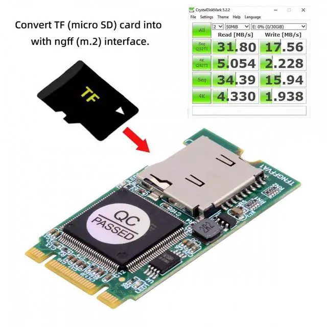 Alt view image 4 of 7 - CY 22x42mm M.2 NGFF B-Key to Micro SD T-Flash TF Card Rearder B+M Key Adapter Embedded for Industrial Mobile SSD