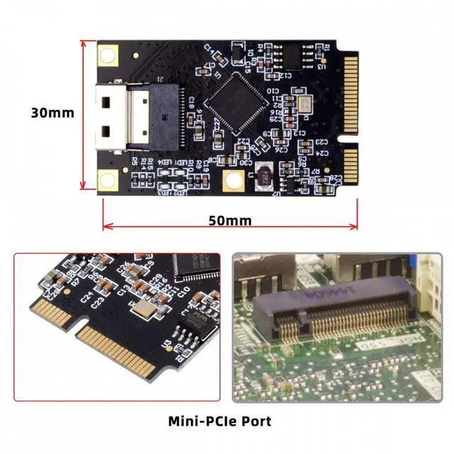 Alt view image 4 of 7 - CY Mini PCI-E PCI Express to Slimline SFF-8654 SATA 3.0 Four Ports Adapter Converter 6Gbps Disk Extension Card for SSD
