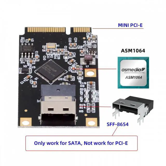 Alt view image 6 of 7 - CY Mini PCI-E PCI Express to Slimline SFF-8654 SATA 3.0 Four Ports Adapter Converter 6Gbps Disk Extension Card for SSD
