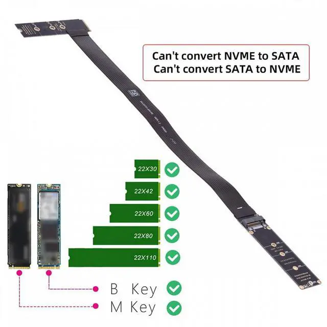 Alt view image 7 of 7 - CY NGFF M-Key NVME Male to Female Extension PCI Express Cable 30cm Right Angled Type 90 Degree PCI-E 4.0 for Mainboard SSD 2230/2242/2260/2280