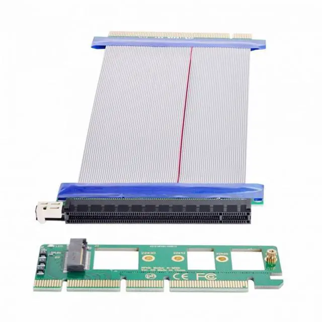 Alt view image 2 of 7 - CY NGFF M-key NVME AHCI SSD to PCI-E 3.0 16x x16 Vertical Adapter with Cable Male to Female Extension