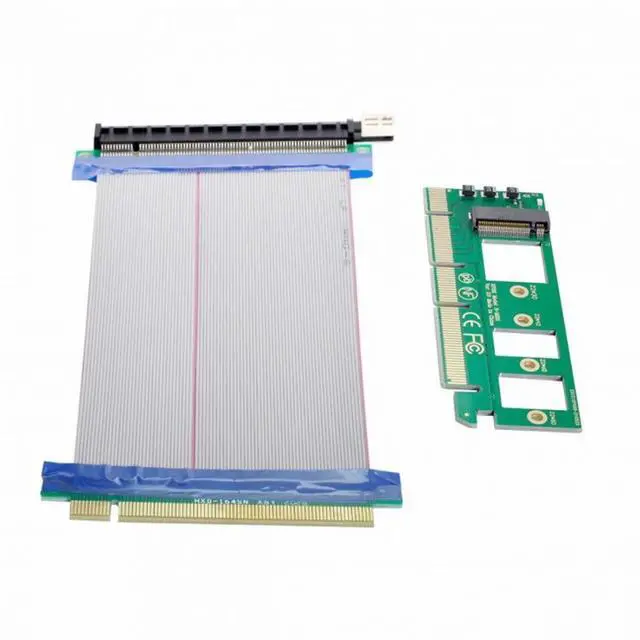 Alt view image 3 of 7 - CY NGFF M-key NVME AHCI SSD to PCI-E 3.0 16x x16 Vertical Adapter with Cable Male to Female Extension