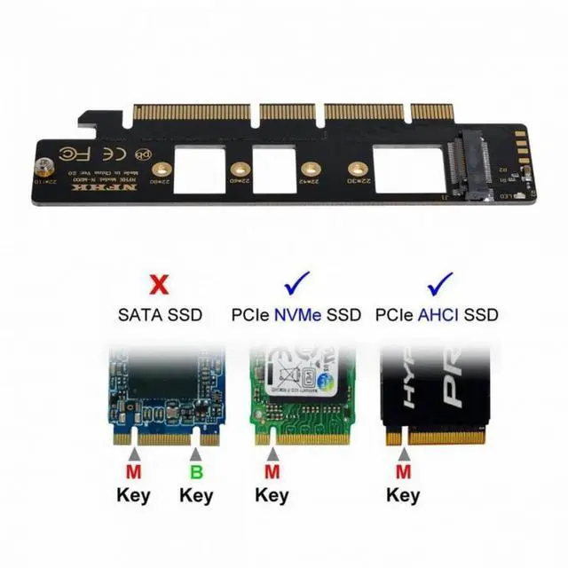 Alt view image 6 of 6 - CY NGFF M.2 M-key NVME AHCI SSD to PCI-E 3.0 16x 4x Adapter for 110mm 80mm SSD