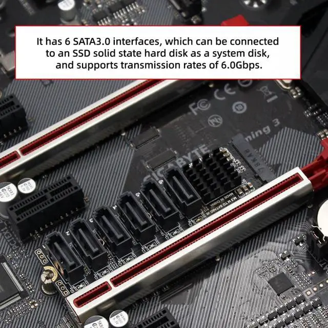 Alt view image 2 of 7 - CY NGFF NVME M-Key PCI Express to SATA 3.0 6Gbps 6 Ports Adapter Converter Hard Drive Extension Card 2280
