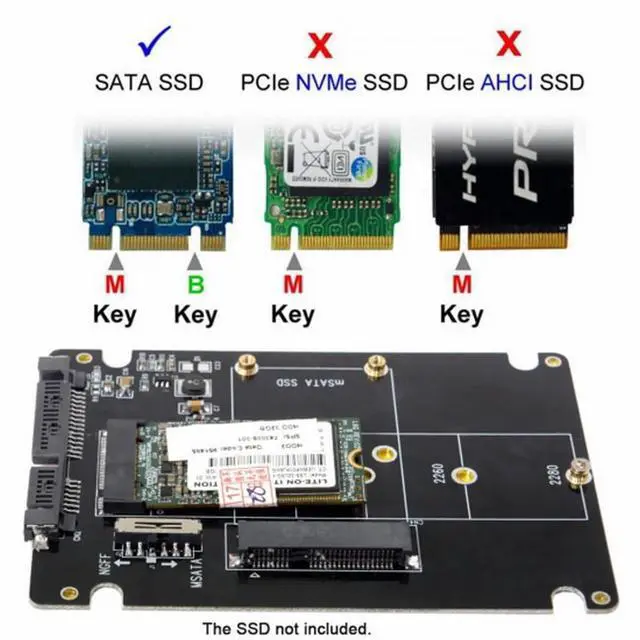 Alt view image 4 of 7 - CY Combo M.2 NGFF B-key mSATA SSD to SATA 3.0 Adapter Converter Case Enclosure with Switch