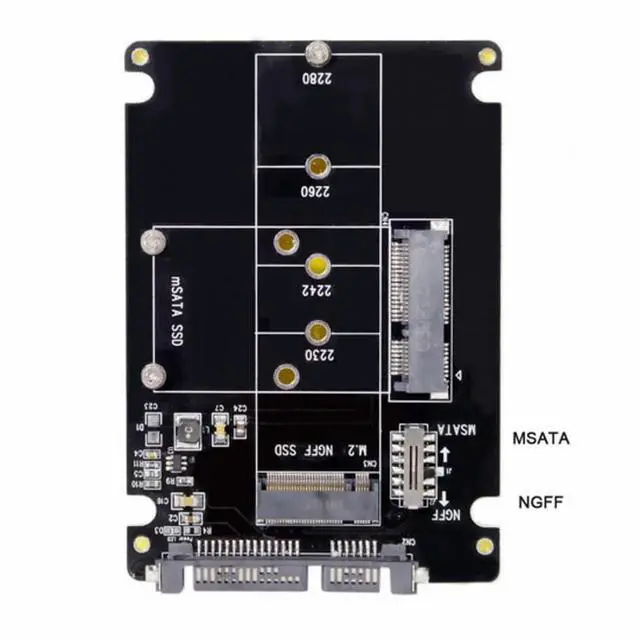 Alt view image 5 of 7 - CY Combo M.2 NGFF B-key mSATA SSD to SATA 3.0 Adapter Converter Case Enclosure with Switch