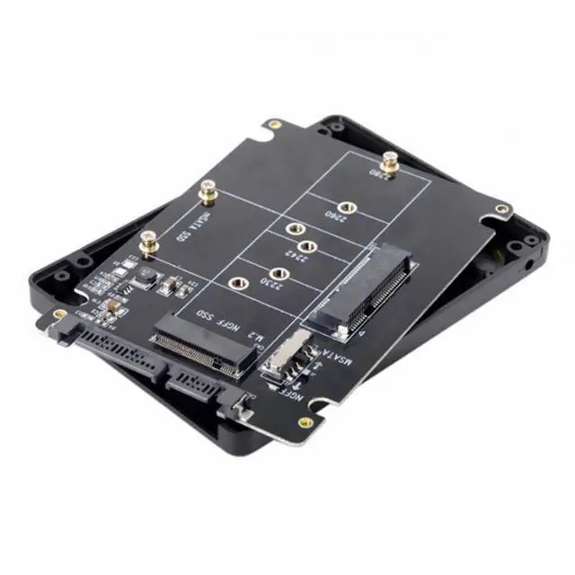 Alt view image 7 of 7 - CY Combo M.2 NGFF B-key mSATA SSD to SATA 3.0 Adapter Converter Case Enclosure with Switch
