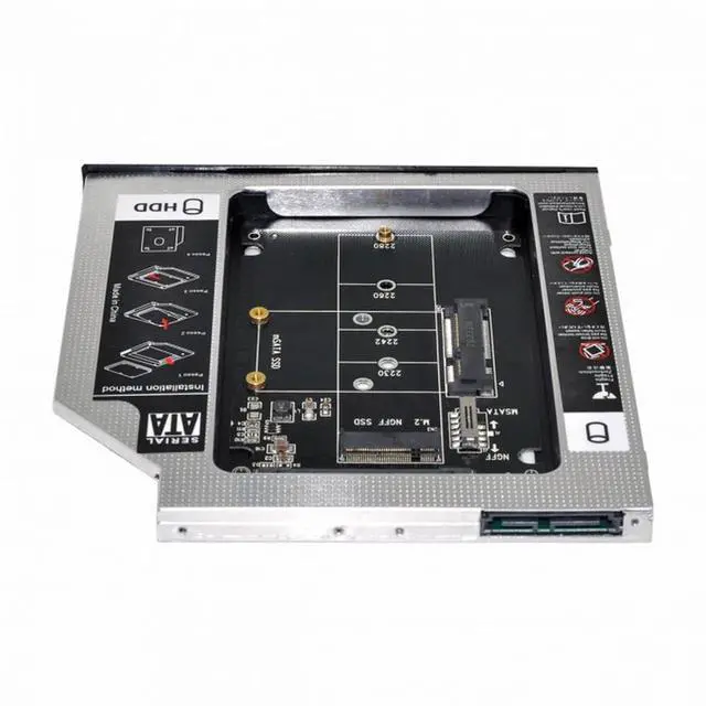 Alt view image 2 of 7 - CY MSATA NGFF B/M-key SSD to Slimline SATA 13Pin Caddy Case for 9.5mm Universal Laptop CD / DVD-ROM Optical Bay