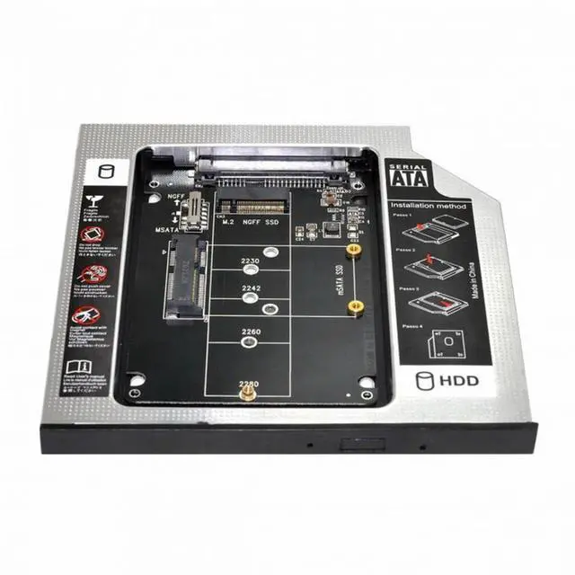 Main image of CY MSATA NGFF B/M-key SSD to Slimline SATA 13Pin Caddy Case for 9.5mm Universal Laptop CD / DVD-ROM Optical Bay