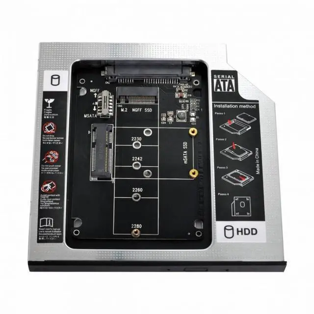 Alt view image 4 of 7 - CY MSATA NGFF B/M-key SSD to Slimline SATA 13Pin Caddy Case for 9.5mm Universal Laptop CD / DVD-ROM Optical Bay